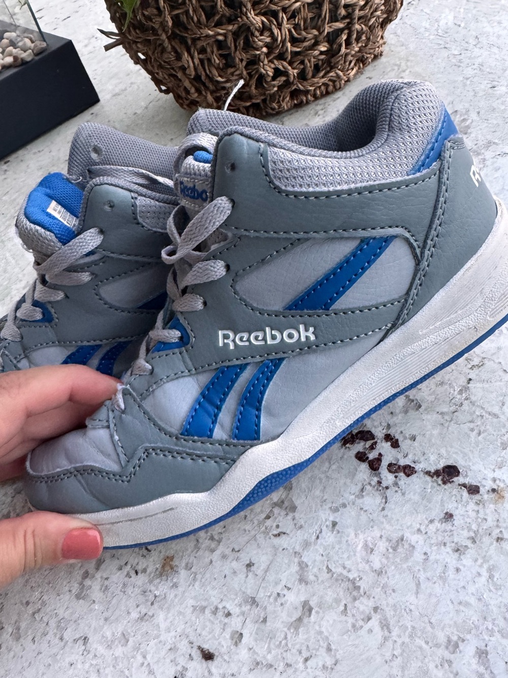 Reebok Kids Gray and Blue High-Top Sneakers